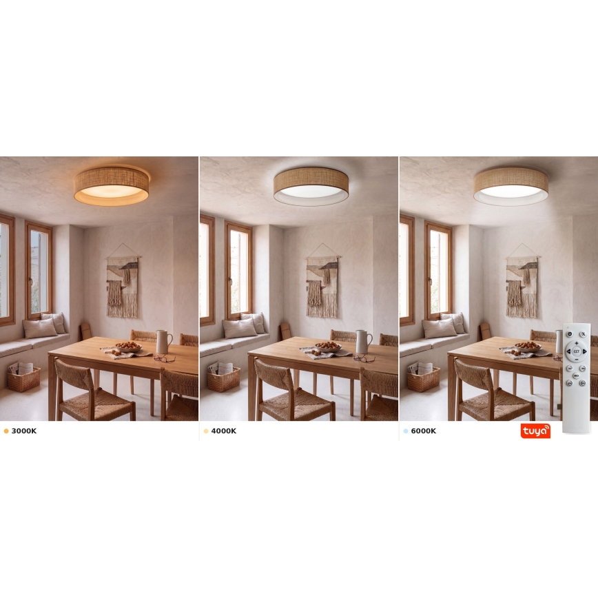 Brilagi - LED stmievateľné stropné svietidlo VELVET SMARTIX STARS LED/36W/230V 3000–6000 K priemer 55 cm béžová Wi-Fi Tuya Beacon + diaľkové ovládanie