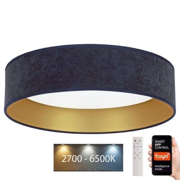 Brilagi - LED Stmievateľné stropné svietidlo VELVET SMART LED/36W/230V pr. 55 cm 2700-6500K Wi-Fi Tuya modrá/zlatá + diaľkové ovládanie