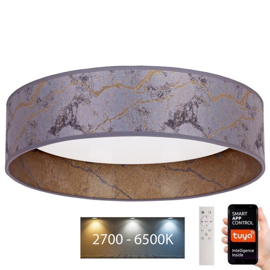 Brilagi - LED Stmievateľné stropné svietidlo VELVET SMART LED/36W/230V pr. 55 cm 2700-6500K Wi-Fi Tuya šedá/zlatá + diaľkové ovládanie