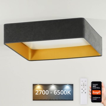Brilagi - LED Stmievateľné stropné svietidlo VELVET SQUARE SMART LED/36W/230V 2700-6500K Wi-Fi Tuya + diaľkové ovládanie šedá