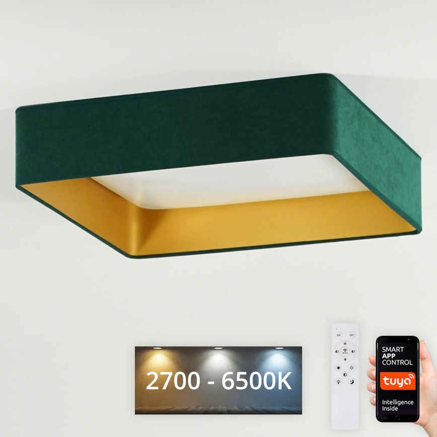 Brilagi - LED Stmievateľné stropné svietidlo VELVET SQUARE SMART LED/36W/230V 2700-6500K Wi-Fi Tuya + diaľkové ovládanie zelená