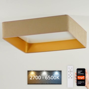 Brilagi - LED stmievateľné stropné svietidlo VELVET SQUARE SMART LED/36W/230V 60x60 cm 2700-6500K Wi-Fi Tuya + diaľkové ovládanie béžové