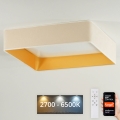 Brilagi - LED stmievateľné stropné svietidlo VELVET SQUARE SMART LED/36W/230V 60x60 cm 2700-6500K Wi-Fi Tuya + diaľkové ovládanie krémové