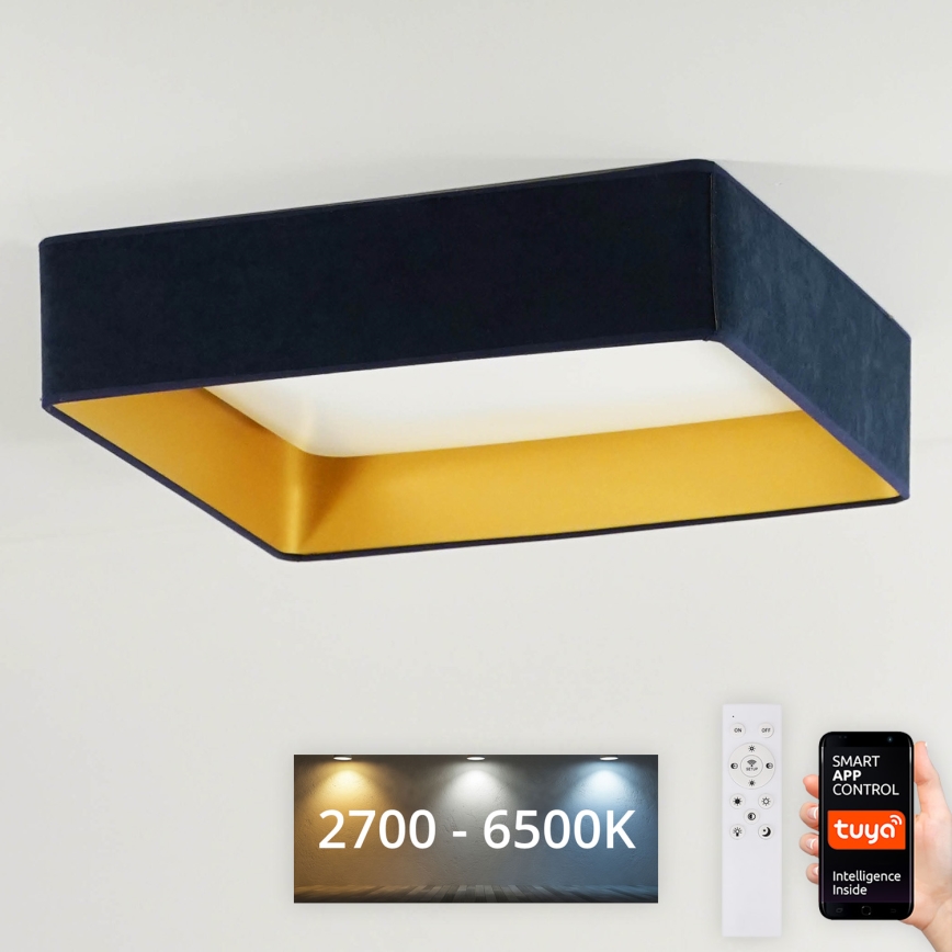 Brilagi - LED stmievateľné stropné svietidlo VELVET SQUARE SMART LED/36W/230V 60x60 cm 2700-6500K Wi-Fi Tuya + diaľkové ovládanie tmavomodrá