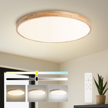 Brilagi - LED stmievateľné stropné svietidlo WOODLINE LED/100W/230V 3000-6000K dub priemer 80 cm + diaľkové ovládanie