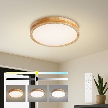 Brilagi - LED stmievateľné stropné svietidlo WOODLINE LED/48W/230V 3000-6000K dub, priemer 40 cm + diaľkové ovládanie