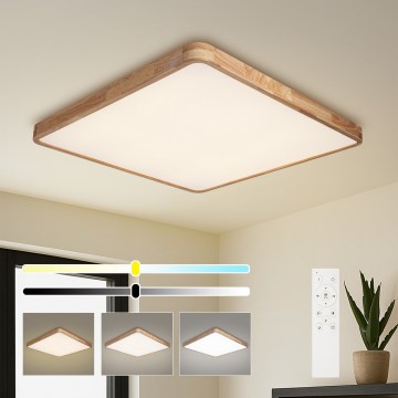Brilagi - LED Stmievateľné stropné svietidlo WOODLINE SQUARE LED/100W/230V 3000-6000K dub 80x80 cm + diaľkové ovládanie
