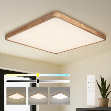 Brilagi - LED stmievateľné stropné svietidlo WOODLINE SQUARE LED/180W/230V 3000–6000K dub 100×100 cm + diaľkové ovládanie
