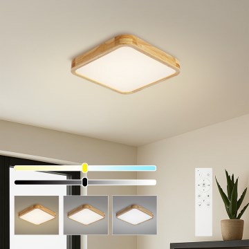 Brilagi - LED stmievateľné stropné svietidlo WOODLINE SQUARE LED/48W/230V 3000-6000K dub 40x40 cm + diaľkové ovládanie