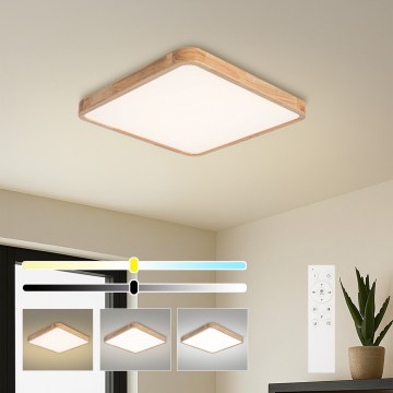 Brilagi - LED stmievateľné stropné svietidlo WOODLINE SQUARE LED/80W/230V 3000-6000K dub 60x60 cm + diaľkové ovládanie