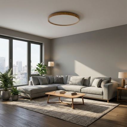 Brilagi - LED stmievateľné stropné svietidlo ALSON LED/72W/230V 3000-6500K dub, priemer 78 cm + diaľkové ovládanie