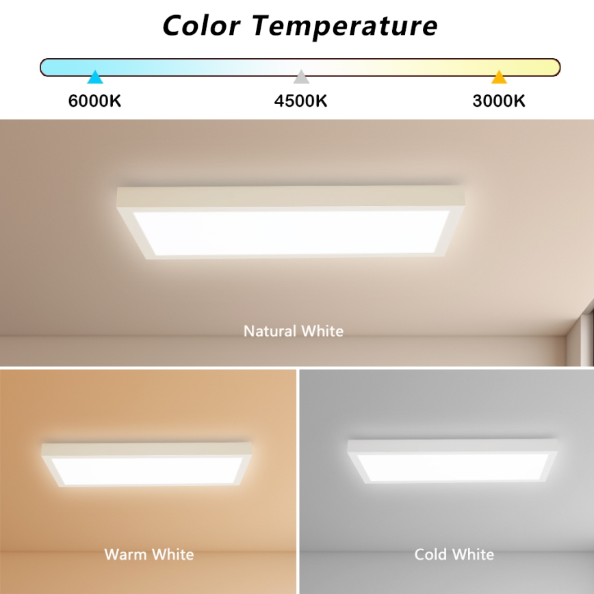 Brilagi - LED Stmievateľné kúpeľňové stropné svietidlo FRAME SMART LED/30W/230V 30x60 cm 3000-6000K IP44 biela + diaľkové ovládanie