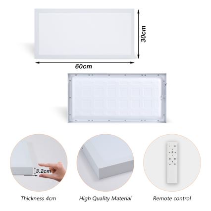 Brilagi - LED Stmievateľné kúpeľňové stropné svietidlo FRAME SMART LED/30W/230V 30x60 cm 3000-6000K IP44 biela + diaľkové ovládanie