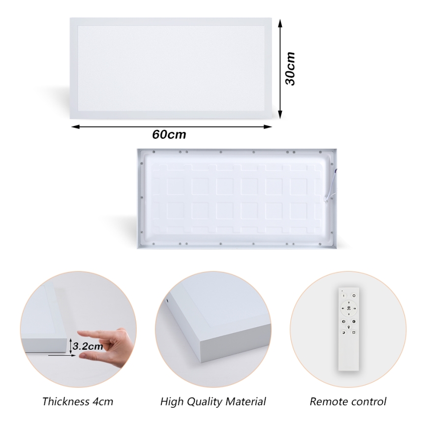 Brilagi - LED Stmievateľné kúpeľňové stropné svietidlo FRAME SMART LED/30W/230V 30x60 cm 3000-6000K IP44 biela + diaľkové ovládanie