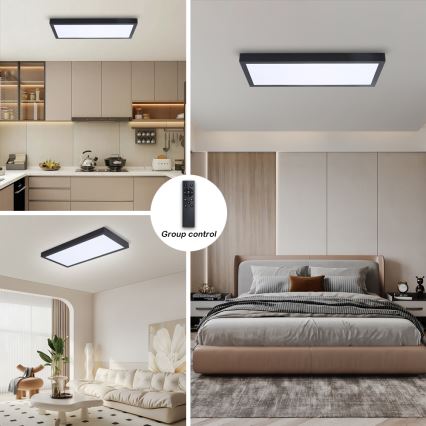 Brilagi - LED Stmievateľné kúpeľňové stropné svietidlo FRAME SMART LED/30W/230V 30x60 cm 3000-6000K  IP44 čierna  + diaľkové ovládanie