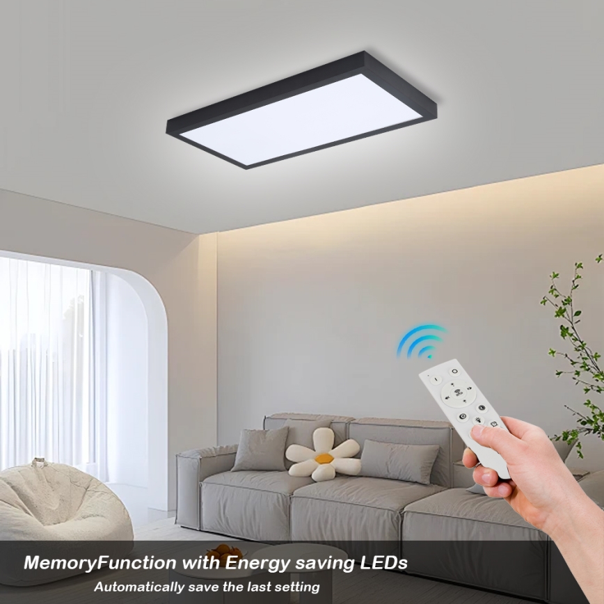 Brilagi - LED Stmievateľné kúpeľňové stropné svietidlo FRAME SMART LED/30W/230V 30x60 cm 3000-6000K  IP44 čierna  + diaľkové ovládanie