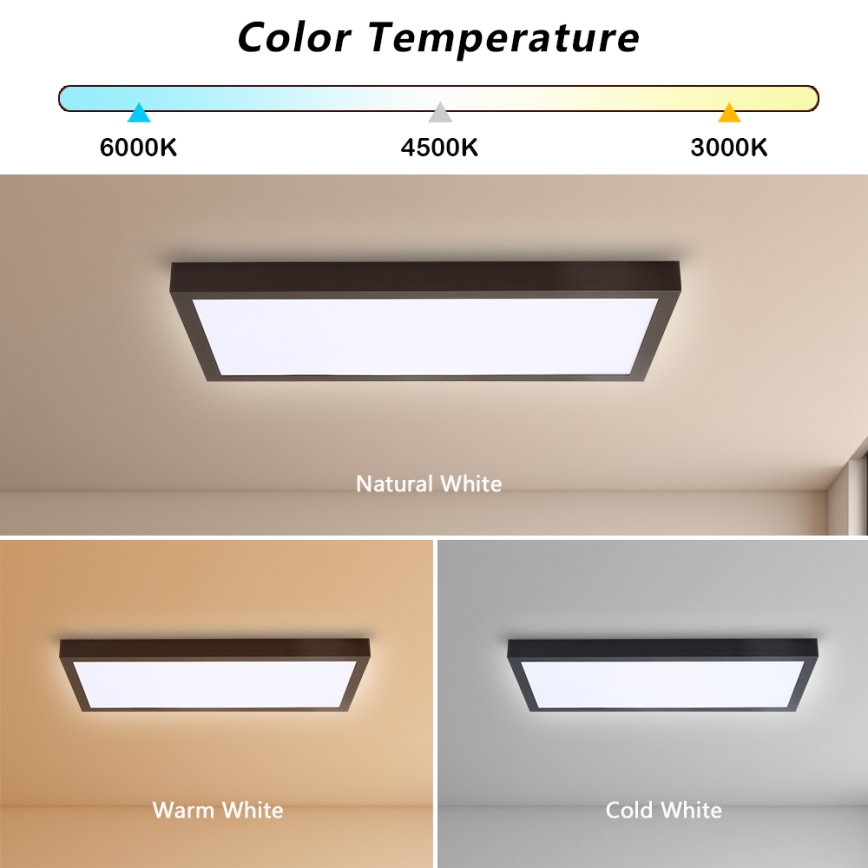 Brilagi - LED Stmievateľné kúpeľňové stropné svietidlo FRAME SMART LED/30W/230V 30x60 cm 3000-6000K  IP44 čierna  + diaľkové ovládanie