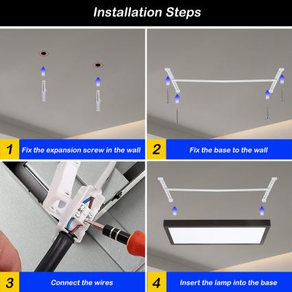 Brilagi - LED Stmievateľné kúpeľňové stropné svietidlo FRAME SMART LED/30W/230V 30x60 cm 3000-6000K  IP44 čierna  + diaľkové ovládanie