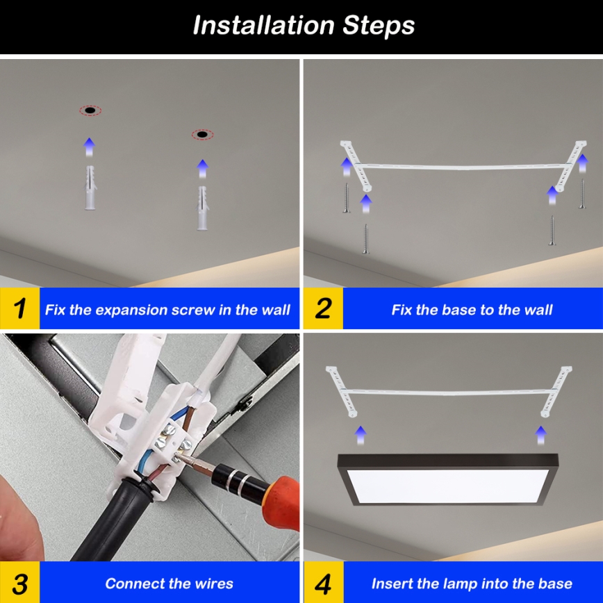 Brilagi - LED Stmievateľné kúpeľňové stropné svietidlo FRAME SMART LED/30W/230V 30x60 cm 3000-6000K  IP44 čierna  + diaľkové ovládanie