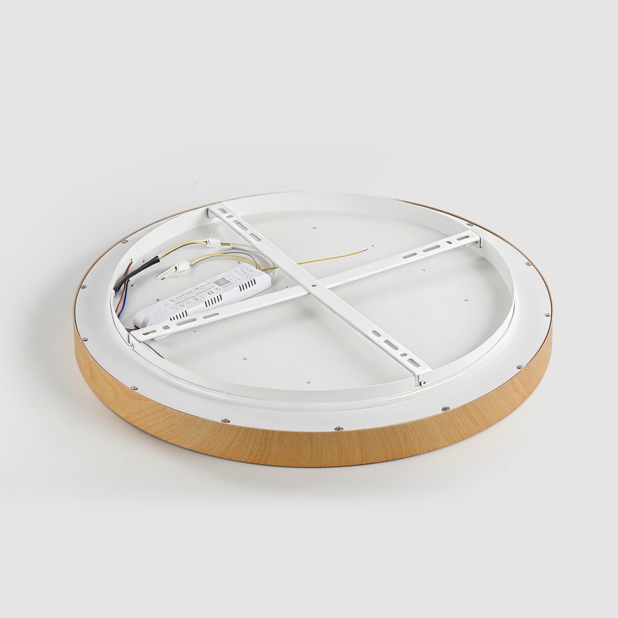 Brilagi - LED Stmievateľné stropné svietidlo GLASS POOL DOUBLE LED/48W/230V 3000-6000K 40 cm dekor dreva + diaľkové ovládanie