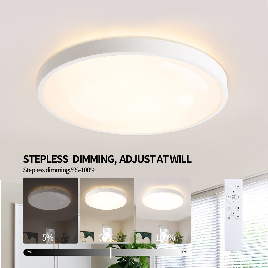 Brilagi - LED stmievateľné stropné svietidlo GLASS POOL DOUBLE LED/60W/230V 3000-6000K 50 cm biela + diaľkové ovládanie