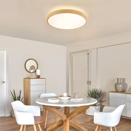 Brilagi - LED stmievateľné stropné svietidlo GLASS POOL DOUBLE LED/60W/230V 3000-6000K 50 cm v dekore dreva + diaľkové ovládanie