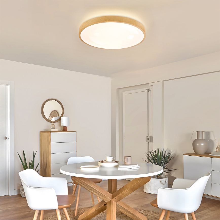 Brilagi - LED stmievateľné stropné svietidlo GLASS POOL DOUBLE LED/60W/230V 3000-6000K 50 cm v dekore dreva + diaľkové ovládanie