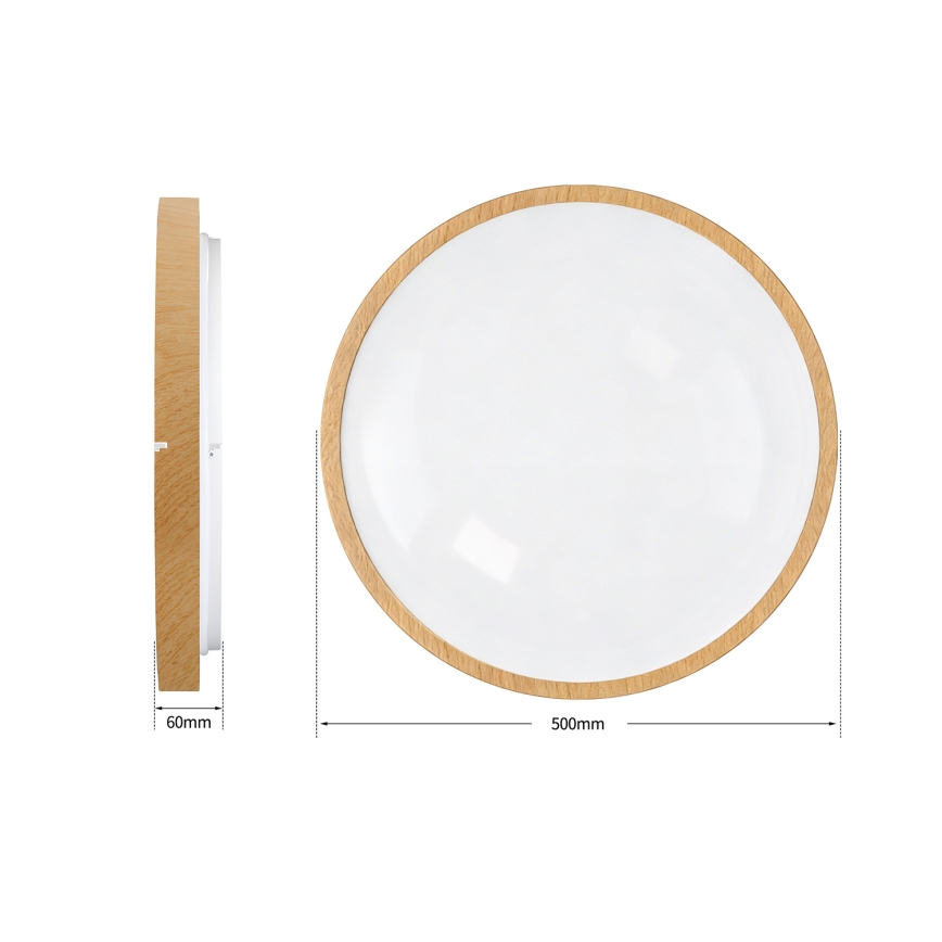 Brilagi - LED stmievateľné stropné svietidlo GLASS POOL DOUBLE LED/60W/230V 3000-6000K 50 cm v dekore dreva + diaľkové ovládanie