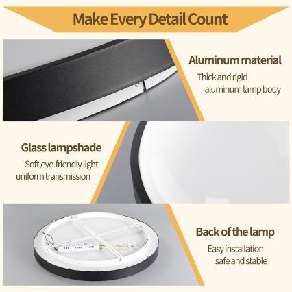 Brilagi - LED stmievateľné stropné svietidlo GLASS POOL DOUBLE LED/80W/230V 3000-6000K 60 cm čierna + diaľkové ovládanie