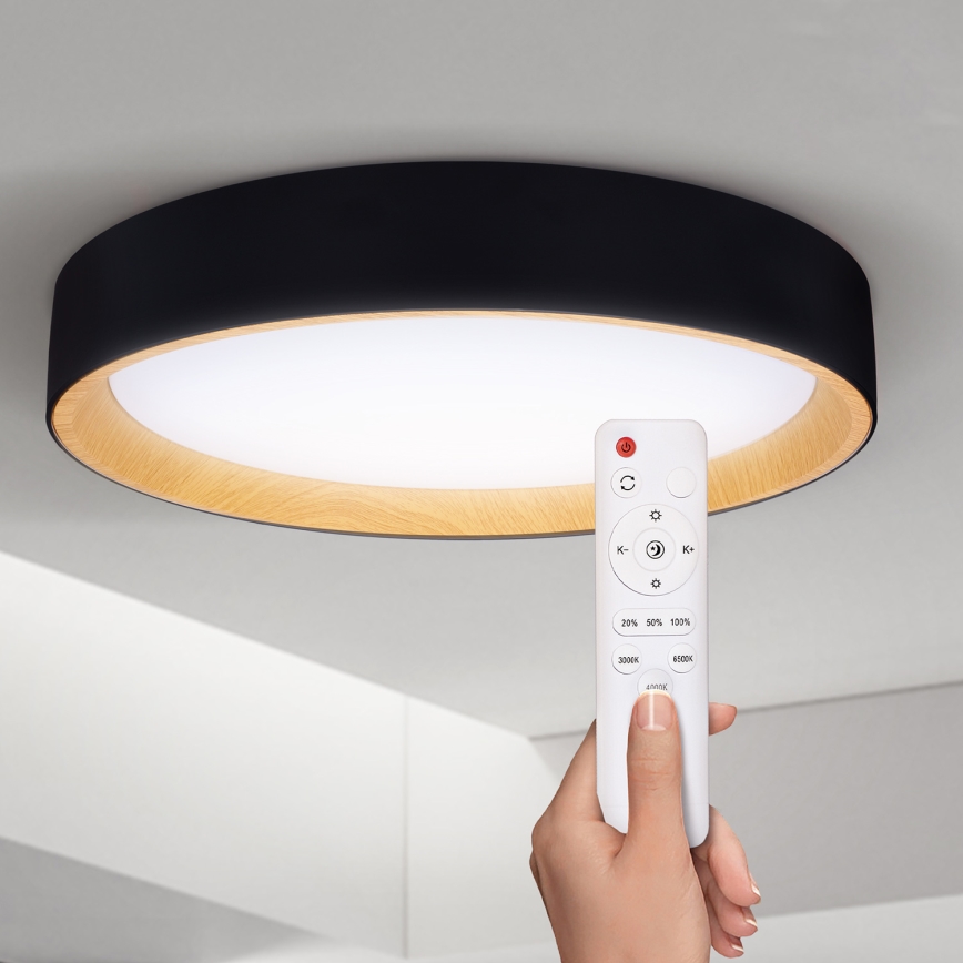 Brilagi - LED Stmievateľné stropné svietidlo LARIOS LED/48W/230V 3000-6500K ø 39 cm čierna + diaľkové ovládanie