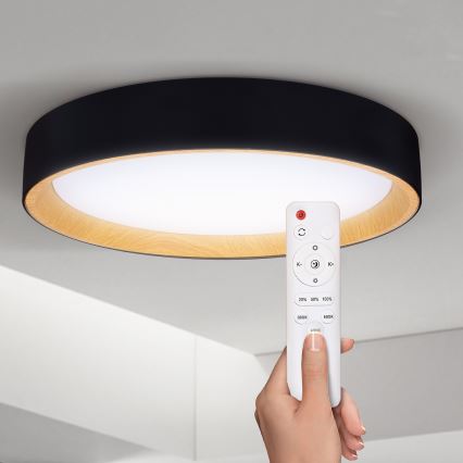 Brilagi - LED Stmievateľné stropné svietidlo LARIOS LED/60W/230V 3000-6500K ø 49 cm čierna + diaľkové ovládanie