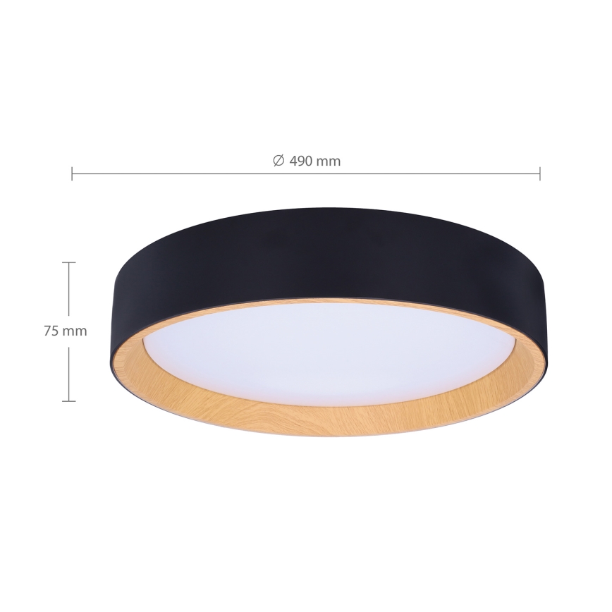 Brilagi - LED Stmievateľné stropné svietidlo LARIOS LED/60W/230V 3000-6500K ø 49 cm čierna + diaľkové ovládanie