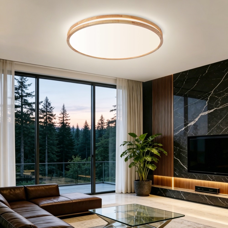 Brilagi - LED stmievateľné stropné svietidlo MOLINA LED/100W/230V 3000-6000K dub pr. 80 cm + diaľkové ovládanie