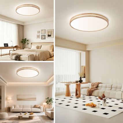 Brilagi - LED stmievateľné stropné svietidlo MOLINA LED/100W/230V 3000-6000K dub pr. 80 cm + diaľkové ovládanie