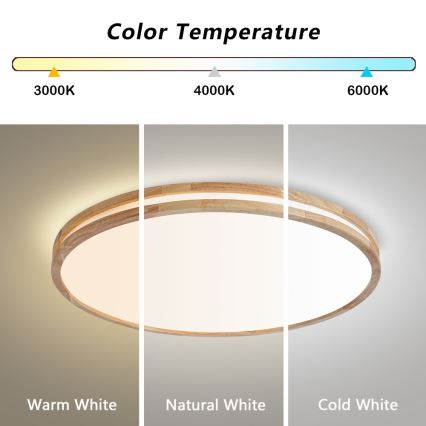 Brilagi - LED stmievateľné stropné svietidlo MOLINA LED/100W/230V 3000-6000K dub pr. 80 cm + diaľkové ovládanie
