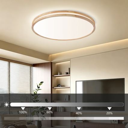 Brilagi - LED stmievateľné stropné svietidlo MOLINA LED/100W/230V 3000-6000K dub pr. 80 cm + diaľkové ovládanie