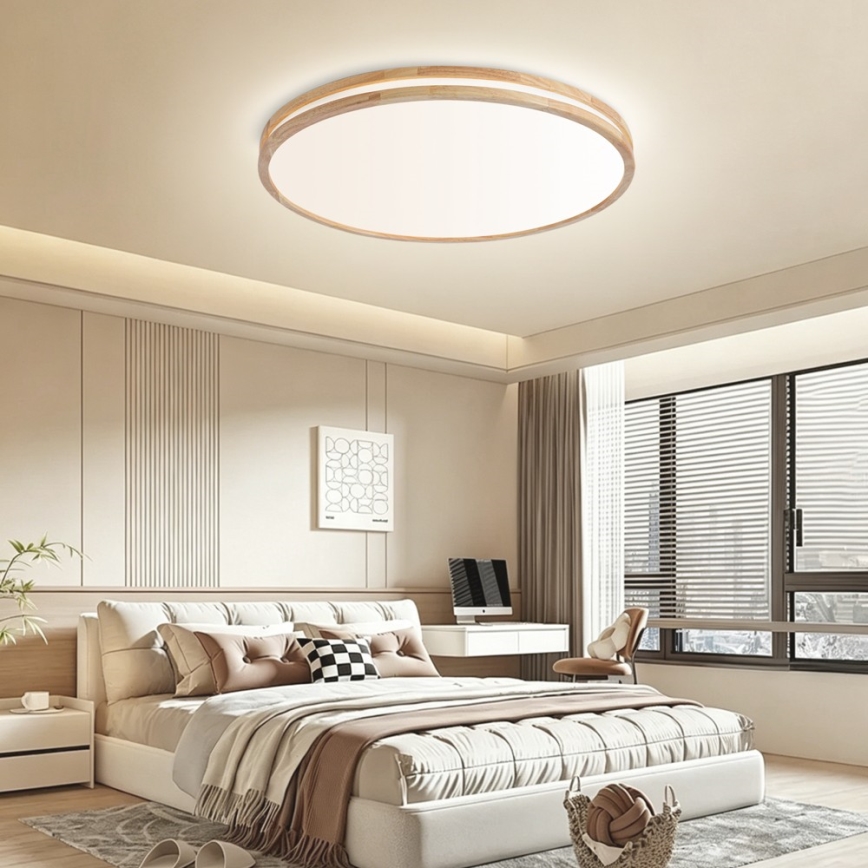 Brilagi - LED stmievateľné stropné svietidlo MOLINA LED/100W/230V 3000-6000K dub pr. 80 cm + diaľkové ovládanie
