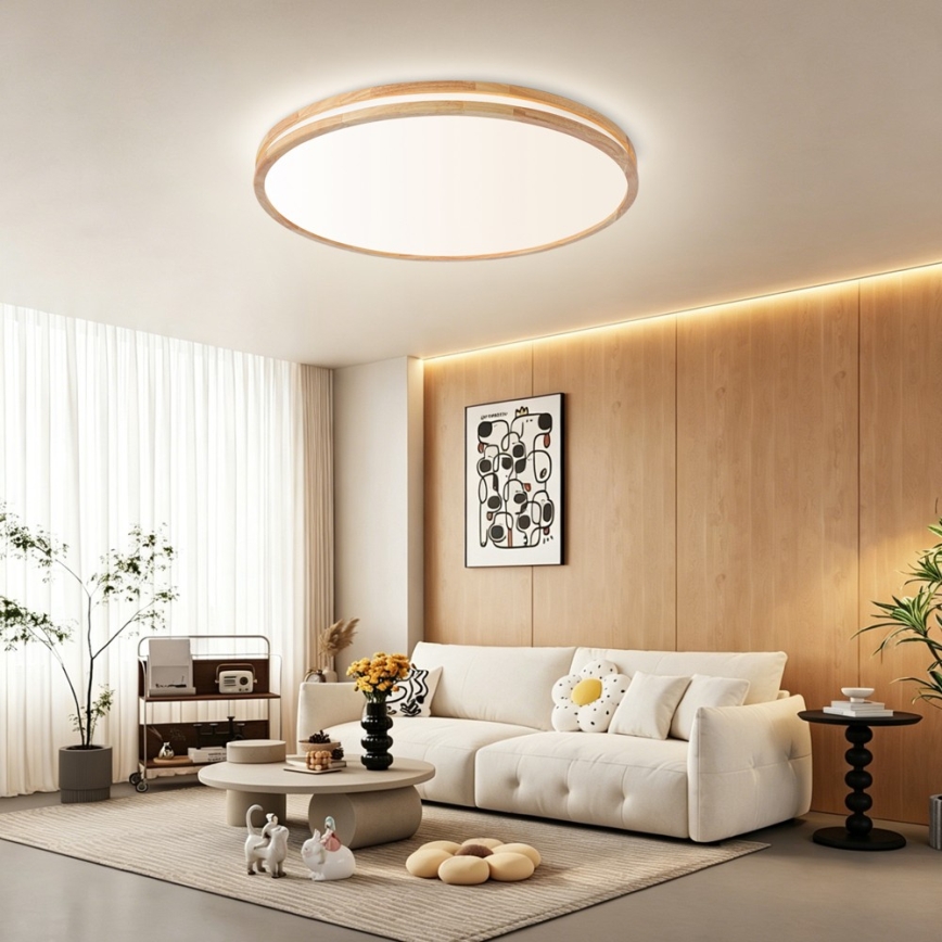 Brilagi - LED stmievateľné stropné svietidlo MOLINA LED/100W/230V 3000-6000K dub pr. 80 cm + diaľkové ovládanie