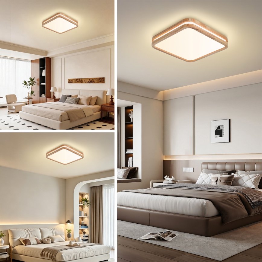 BRILAGI - LED stmievateľné stropné svietidlo MOLINA SQUARE LED/48W/230V 3000-6000K dub 40x40 cm + diaľkové ovládanie