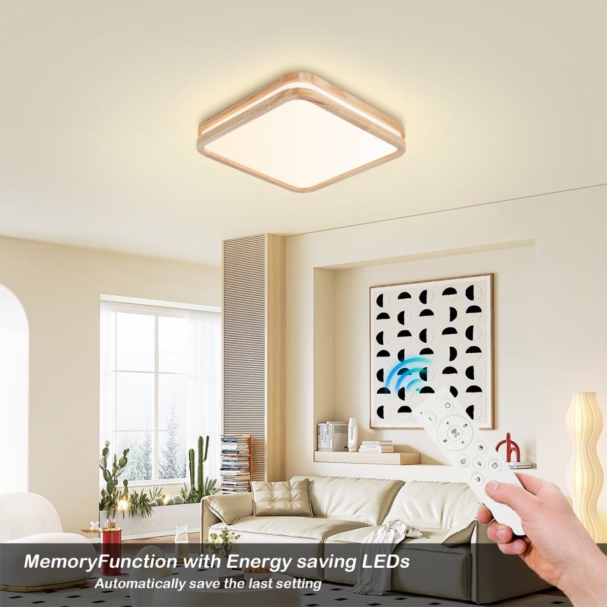 BRILAGI - LED stmievateľné stropné svietidlo MOLINA SQUARE LED/48W/230V 3000-6000K dub 40x40 cm + diaľkové ovládanie