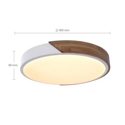 Brilagi - LED stmievateľné stropné svietidlo PILANA LED/48W/230V dub/biela priemer 40 cm + diaľkové ovládanie