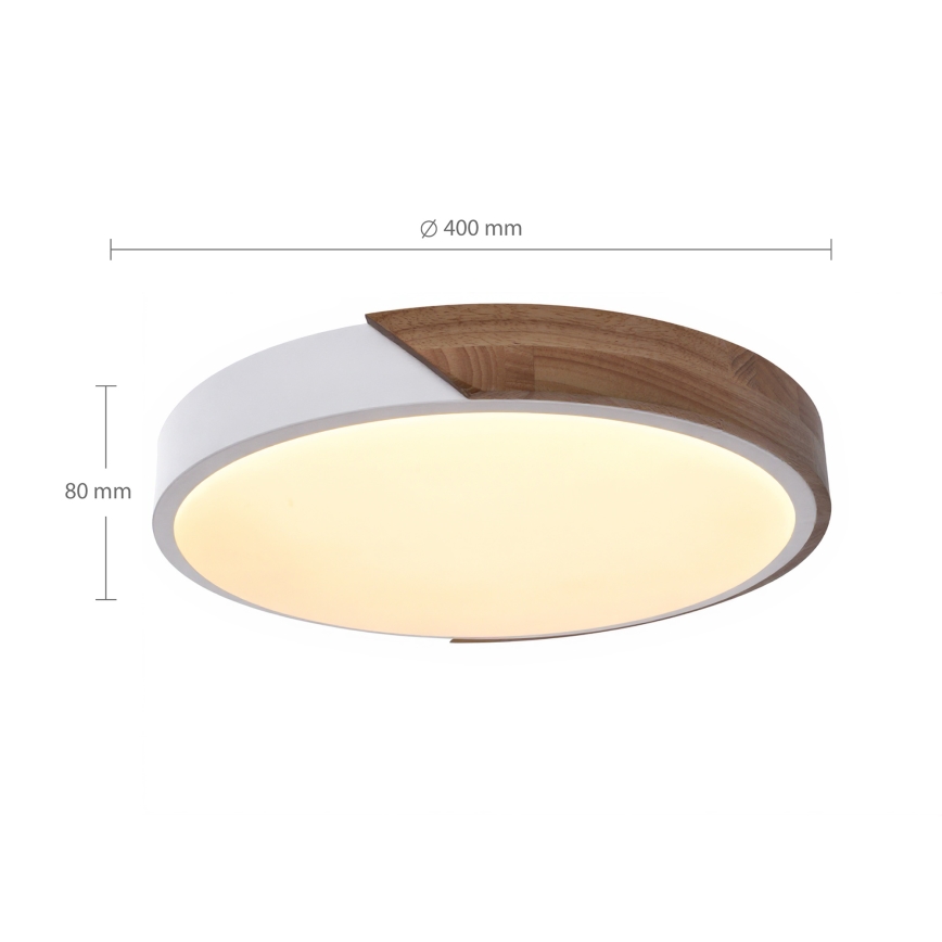 Brilagi - LED stmievateľné stropné svietidlo PILANA LED/48W/230V dub/biela priemer 40 cm + diaľkové ovládanie