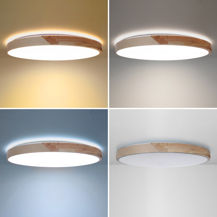 BRILAGI - LED Stmievateľné stropné svietidlo PILANA LED/72W/230V 3000-6500K dub/béžová pr. 80 cm + diaľkové ovládanie