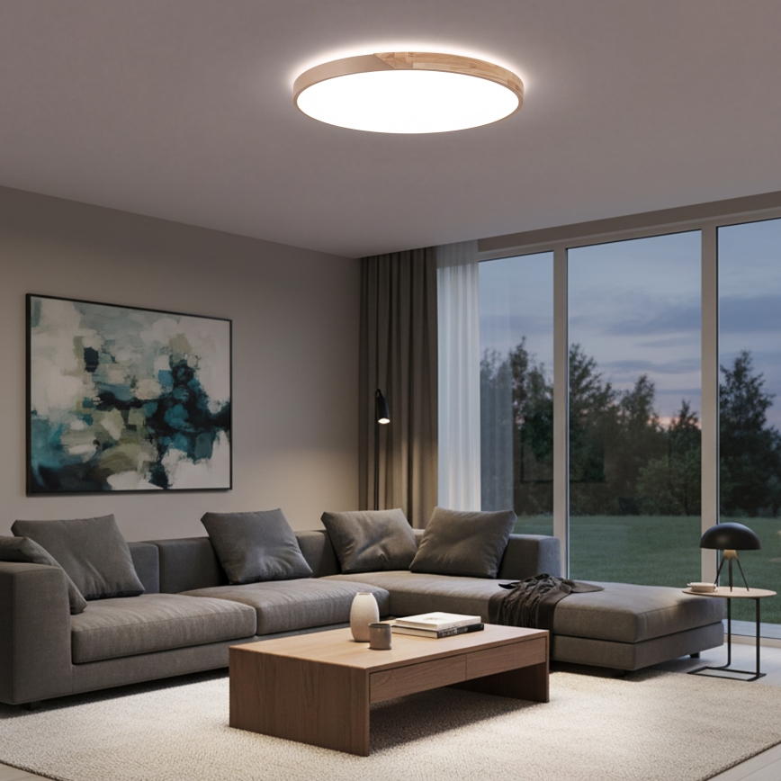 BRILAGI - LED Stmievateľné stropné svietidlo PILANA LED/72W/230V 3000-6500K dub/béžová pr. 80 cm + diaľkové ovládanie