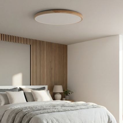 BRILAGI - LED Stmievateľné stropné svietidlo PILANA LED/72W/230V 3000-6500K dub/béžová pr. 80 cm + diaľkové ovládanie