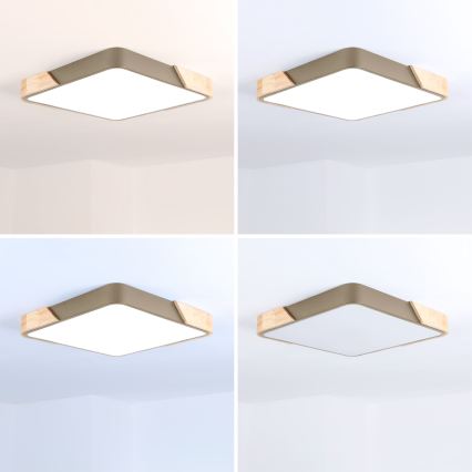 BRILAGI - stmievateľné stropné svietidlo PILANA SQUARE LED/48W/230V 3000-6500K dub/béžová 42x42 cm + diaľkové ovládanie
