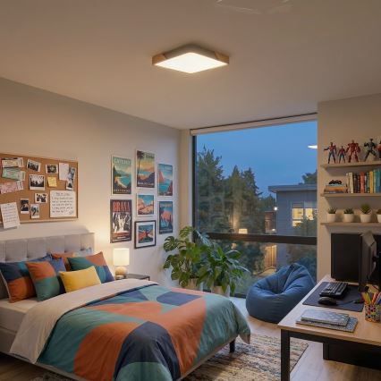 BRILAGI - stmievateľné stropné svietidlo PILANA SQUARE LED/48W/230V 3000-6500K dub/béžová 42x42 cm + diaľkové ovládanie