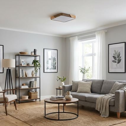 BRILAGI - stmievateľné stropné svietidlo PILANA SQUARE LED/48W/230V 3000-6500K dub/béžová 42x42 cm + diaľkové ovládanie