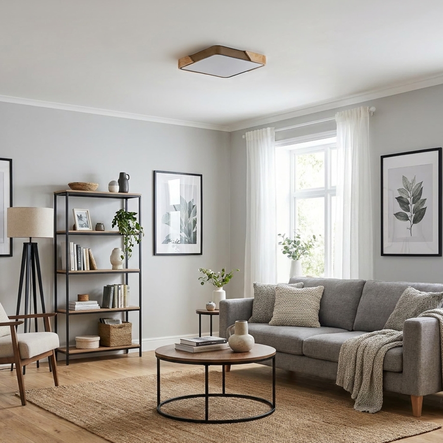 BRILAGI - stmievateľné stropné svietidlo PILANA SQUARE LED/48W/230V 3000-6500K dub/béžová 42x42 cm + diaľkové ovládanie