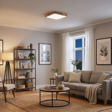 BRILAGI - stmievateľné stropné svietidlo PILANA SQUARE LED/48W/230V 3000-6500K dub/béžová 42x42 cm + diaľkové ovládanie